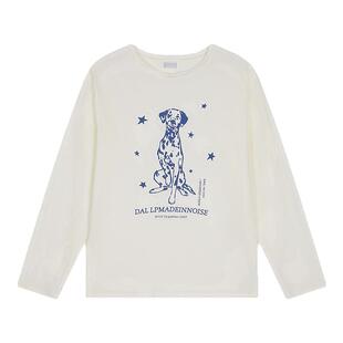 MOUSSY2026春季新品慵懒休闲风小狗印花圆领长袖T恤028IAA90-1038