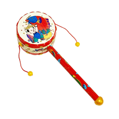 老式手工传统拨浪鼓新生宝宝婴儿可啃咬非遗玩具医院同款木质周岁