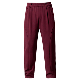哈伦裤男宽松弹力运动裤酒红色新款小脚纯色棉百搭男士潮牌休闲裤