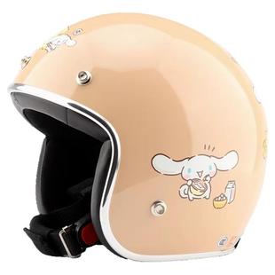 台湾EVO布丁狗大耳狗奶茶复古电动摩托车头盔安全帽男女保暖冬季