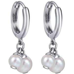 海蒂珠宝 清露 淡水珍珠双珠款耳环女S925银耳饰耳坠礼物定制