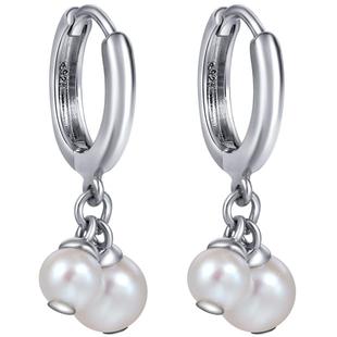 海蒂珠宝 清露 淡水珍珠双珠款耳环女S925银耳饰耳坠礼物定制