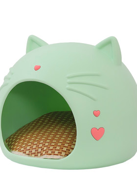软萌猫头造型半封闭室内猫窝狗窝