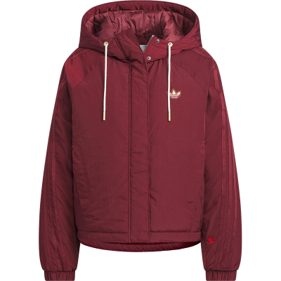 Adidas/阿迪达斯正品三叶草女士连帽梭织保暖短款棉服KA5313