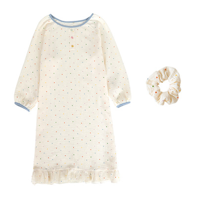 送发带~春夏季纯棉纱布甜美睡裙