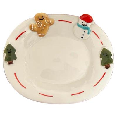 陶瓷可爱雪人甜品盘圣诞节氛围