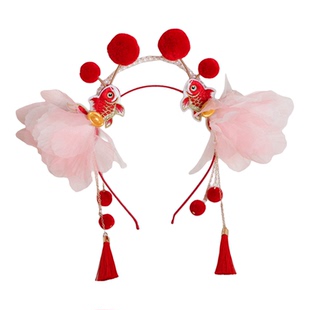 红色马年中国风毛绒发箍女新年喜庆头箍跨年氛围感DIY头饰发饰品