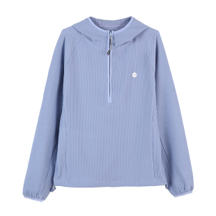 云上生活【轻感肌理】轻量凹凸格半拉链连帽卫衣2026春显瘦上衣女