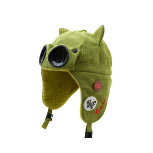 可爱猫耳朵儿童帽子男孩秋冬季2025新款墨镜飞行员护耳亲子雷锋帽