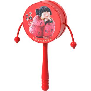 婴儿拨浪鼓老式手工波浪鼓可啃咬宝宝摇摇鼓玩具新生儿训练0一1岁