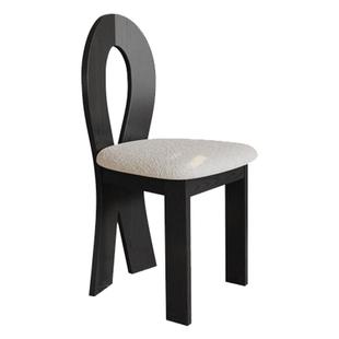 帕沙曼实木餐椅中古复古风家用轻奢高级感餐厅靠背PU皮椅人鱼餐椅