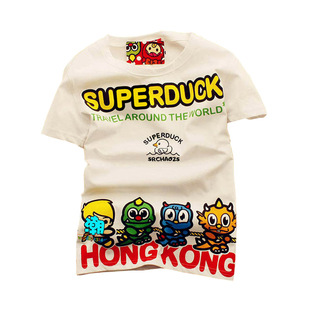 热卖清仓 香港潮牌拉鸭子印花棉卡通短袖T恤男女装韩版学生可爱