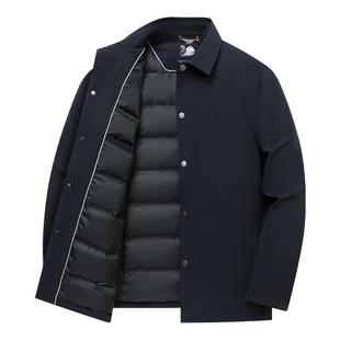 【鹅绒】雪中飞商务羽绒服男短款轻薄冬季保暖休闲翻领中老年外套