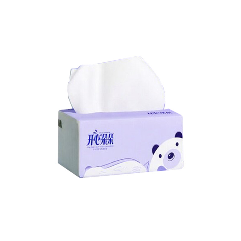 开心朵朵木浆4层加厚可湿水抽纸