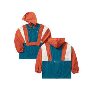 Champion冠军夹克女25秋季新款刺绣logo红色新年色拼色连帽外套男