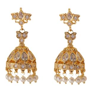 红口袋法式复古宫廷风S925银针高级微镶风铃耳环珍珠轻奢耳饰耳坠