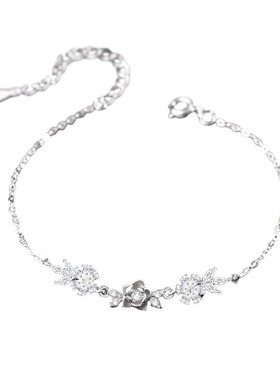 原创茉莉花手链女纯银轻奢感森系花卉手串小众精致圣诞节礼物