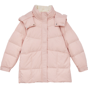 DM100大码百分百微胖mm女装冬季撞色防风加厚保暖直筒羽绒服外套