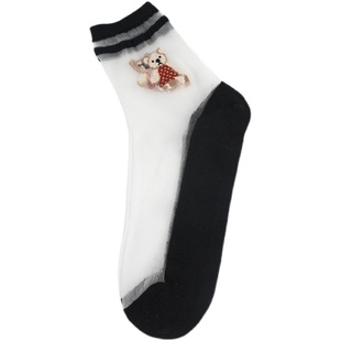 丝袜女短春夏季薄款中筒透明冰丝纯棉底玻璃水晶耐磨防滑蕾丝袜子