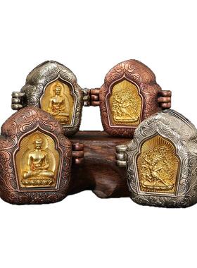 藏式嘎乌盒空盒可打开装藏小佛像随身挂件释迦摩尼金刚手吊坠项链