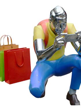 不锈钢商业街彩绘时尚风公园雕塑