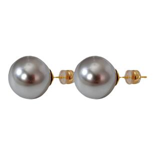 S家珍珠耳钉2025新款爆款真多麻银灰色耳饰女轻奢高级感法式耳环