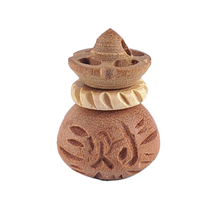 慈缘正堂 桃木迷你小钱袋吊坠挂件 雕刻福字古风配饰钥匙扣装饰品