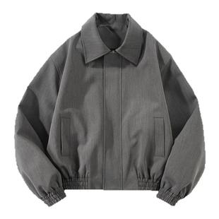 XAKA美式复古风秋款翻领情侣外套百搭短宽阔版高级感bomber夹克男