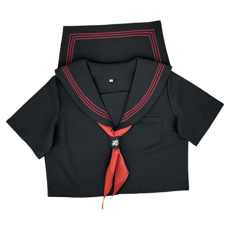 兔言舍赤三本水手服正统日系原创JK制服黑色中间服不良三本学生装
