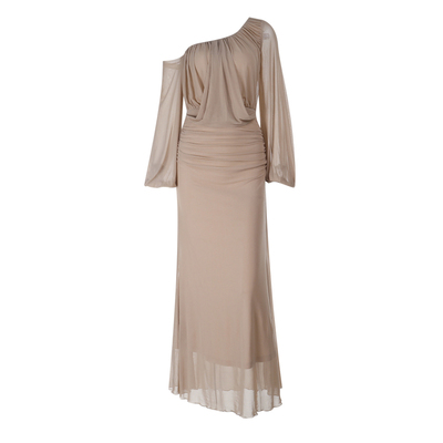 春季性感斜肩法式修身包臀连衣裙