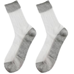 足野豹5双装春夏超薄款男士花型丝袜底部纯棉玻璃丝男袜吸湿排汗