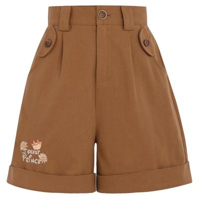 森女部落原创雅丹风高腰复古纯色纱卡短裤休闲裤氛围感直筒裤女装