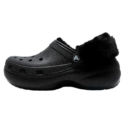 卡骆驰CROCS女鞋2025冬新款云朵闪耀暖绒Clog时尚拖鞋加绒洞洞鞋