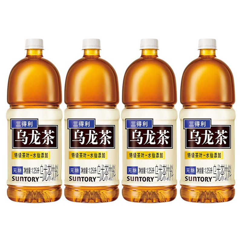 SUNTORY三得利无糖乌龙茶饮料0脂0糖1.25L*4大瓶茶韵回甘网红饮品