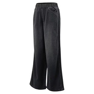 adidas/阿迪达斯女裤宽松运动透气牛仔阔腿长裤KY5692