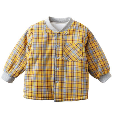 春秋薄棉外套纯棉格可内外穿