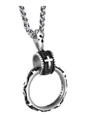 钛钢十字架戒指圈吊坠