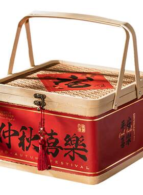 批发中秋节竹编礼品盒月饼包装盒