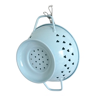 LYMTICS韩系ins风小爱心漏孔果盘蓝色铁艺双耳果篮厨房收纳沥水篮