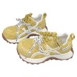 真皮厚底网面丑萌老爹鞋女2026春季新款双鞋带增高轻便休闲运动鞋