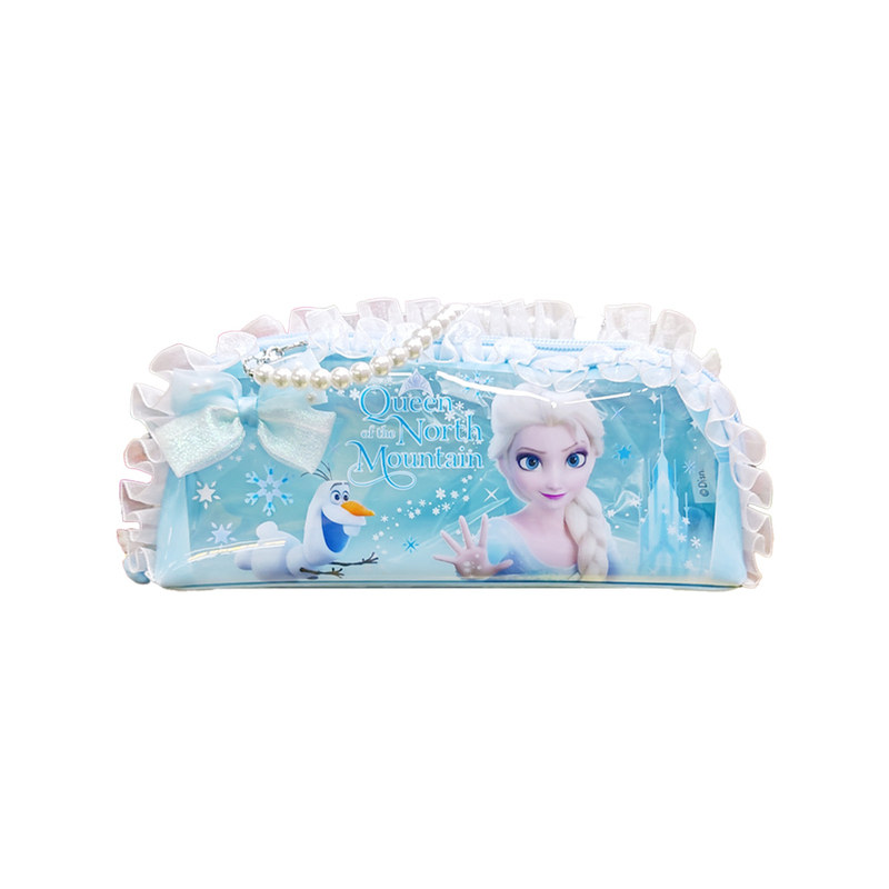 一正冰雪奇缘手提笔袋正版授权ins高颜值小学生用透明蕾丝文具盒