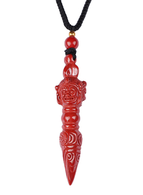 原矿朱砂金刚杵吊坠本命年转运降魔杵挂坠男女情侣随身护身符