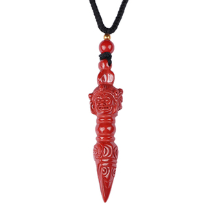 原矿朱砂金刚杵吊坠本命年转运降魔杵挂坠男女情侣随身护身符