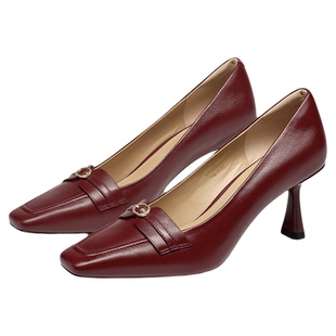 律政佳人蹀愫26春新款红色高跟鞋气质通勤舒适羊皮单鞋T76105A-01