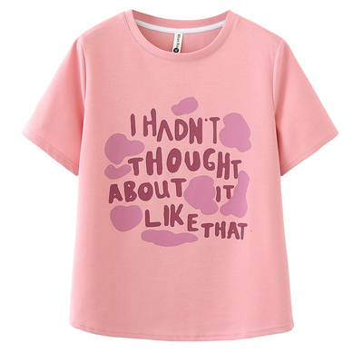 大码减龄多巴胺字母短袖t恤女夏