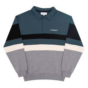 现货 YARDSALE DUB 英国滑板翻领套头卫衣拼色刺绣LOGO 拉链情侣