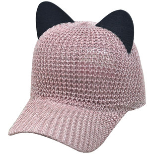 萌爆镂空网眼棒球帽潮人街拍亮晶晶耳朵帽鸭舌帽子夏天可爱马术帽