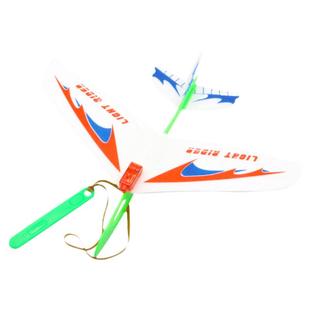 大号塑料弹射皮筋动力飞机发光手投拼装滑翔机玩具学校竞赛器材