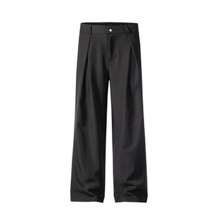 York Zoom秋冬加绒褶皱西裤阔腿裤长裤男休闲裤垂感百搭cleanfit