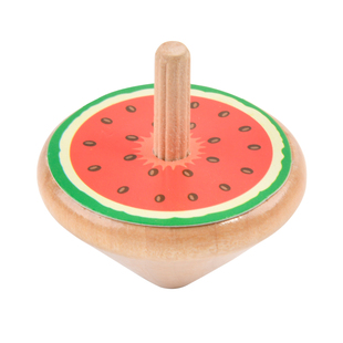 木质手动旋转水果陀螺幼儿园男女孩子积木木头玩具益智3一4岁以上